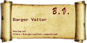 Barger Valter névjegykártya